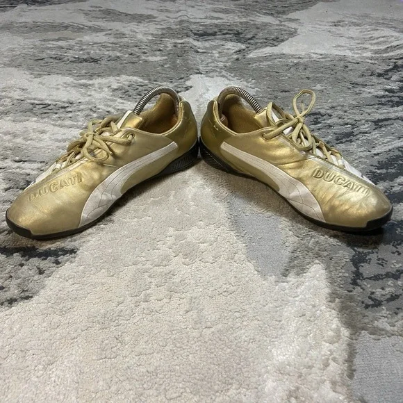 Puma Ducati MotoGP Vintage Sneakers White & Gold Special Edition women's Sz‎ 10 - Picture 2 of 7